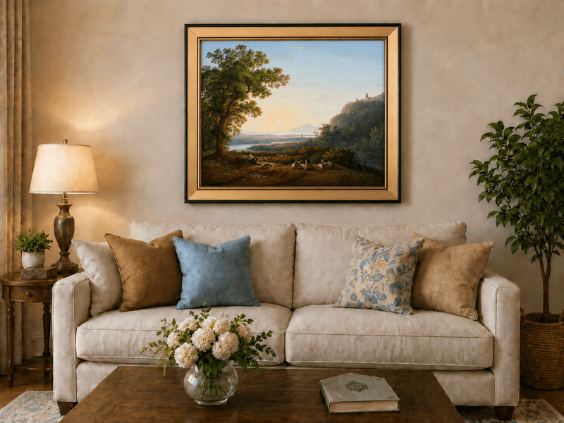 Landscape Oil Painting - Pastoral River & Shepherd