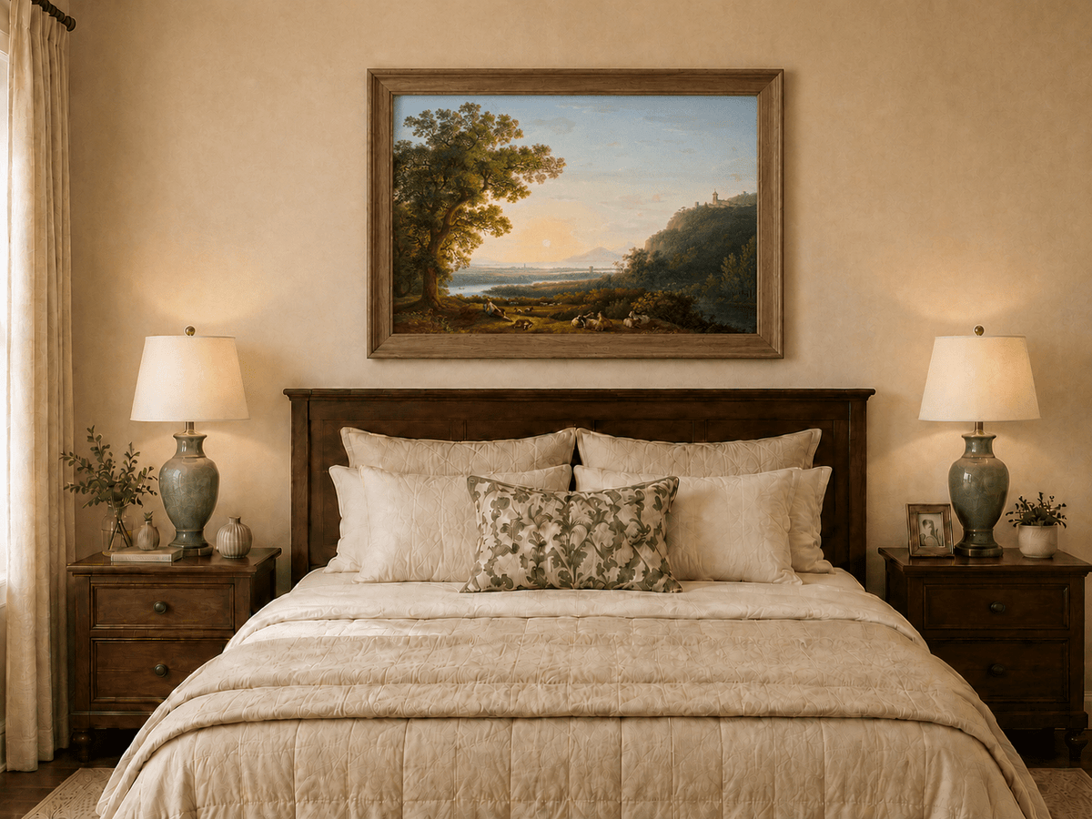 Landscape Oil Painting - Pastoral River & Shepherd