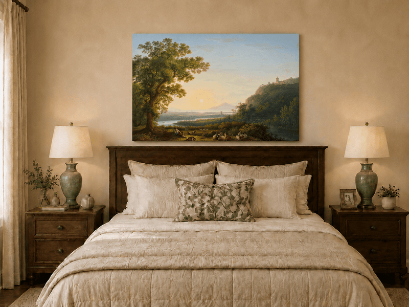 Landscape Oil Painting - Pastoral River & Shepherd
