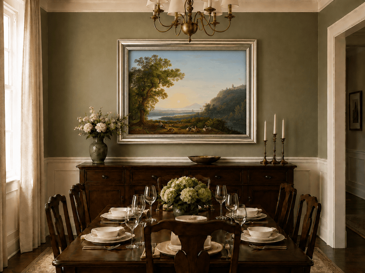 Landscape Oil Painting - Pastoral River & Shepherd