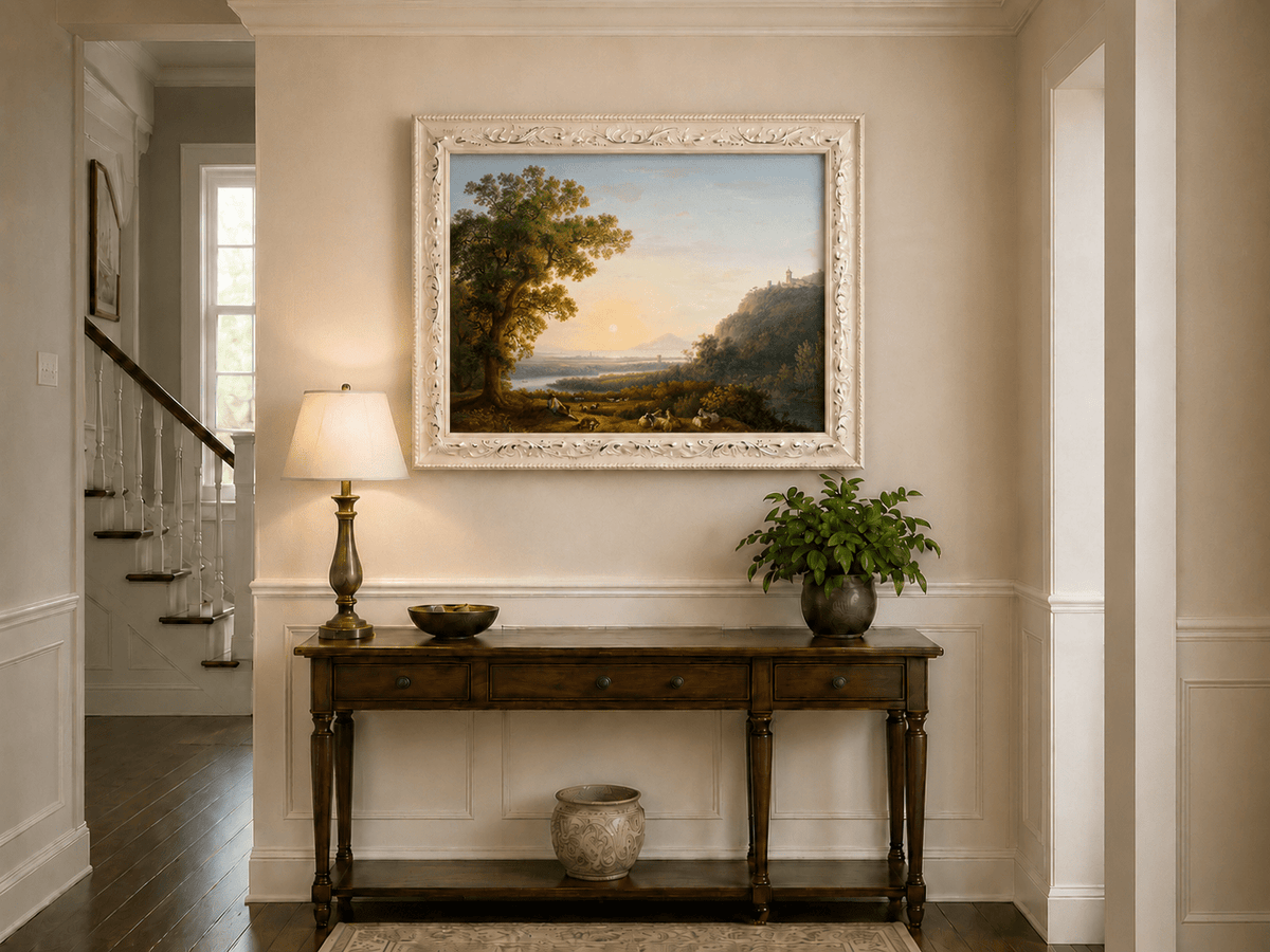 Landscape Oil Painting - Pastoral River & Shepherd