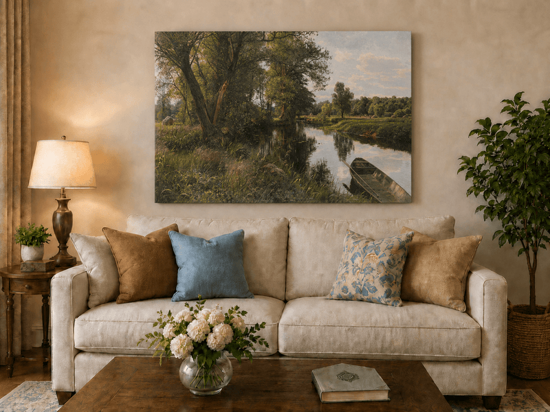 Peinture à l'huile de paysage - Peinture à l'huile de paysage de rivière paisible