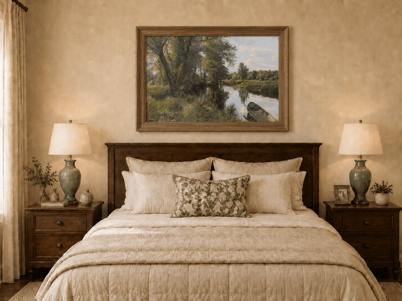 Peinture à l'huile de paysage - Peinture à l'huile de paysage de rivière paisible