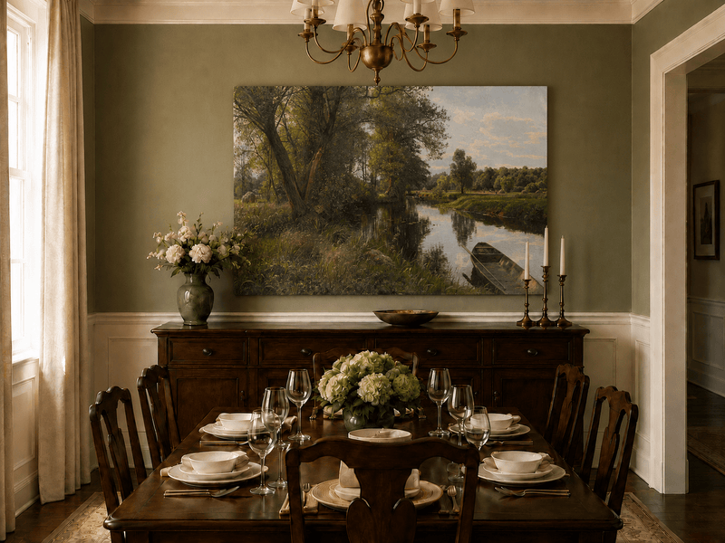Peinture à l'huile de paysage - Peinture à l'huile de paysage de rivière paisible