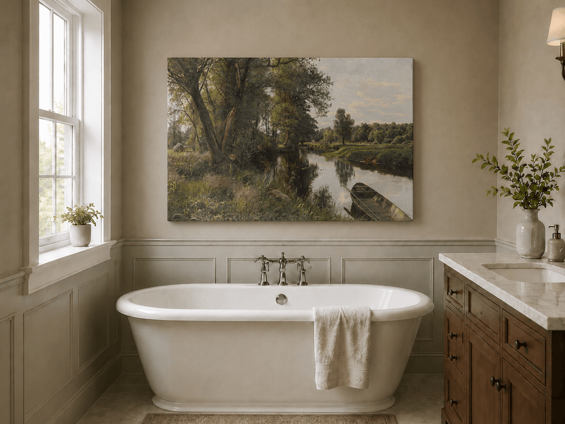 Peinture à l'huile de paysage - Peinture à l'huile de paysage de rivière paisible