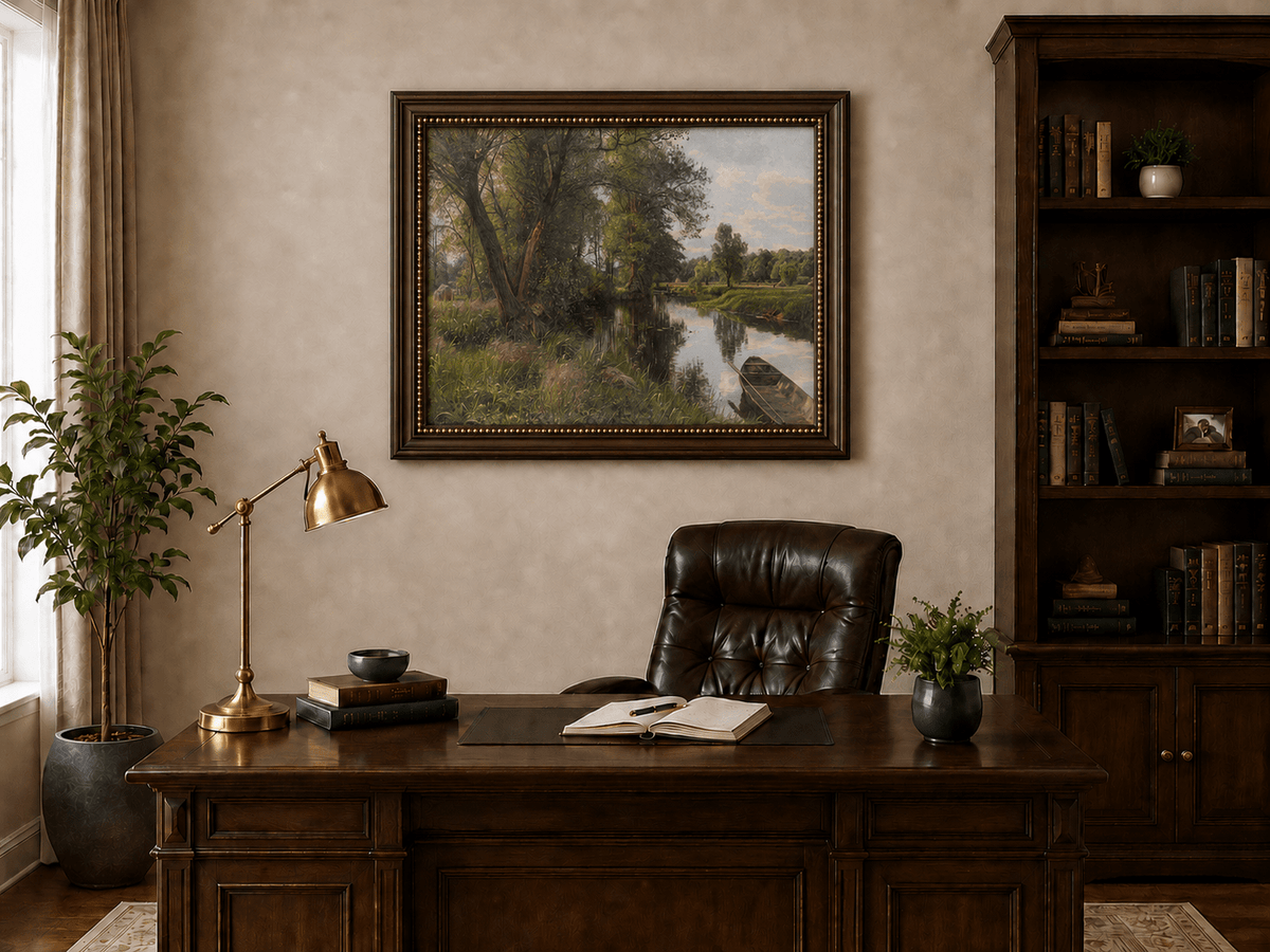 Peinture à l'huile de paysage - Peinture à l'huile de paysage de rivière paisible