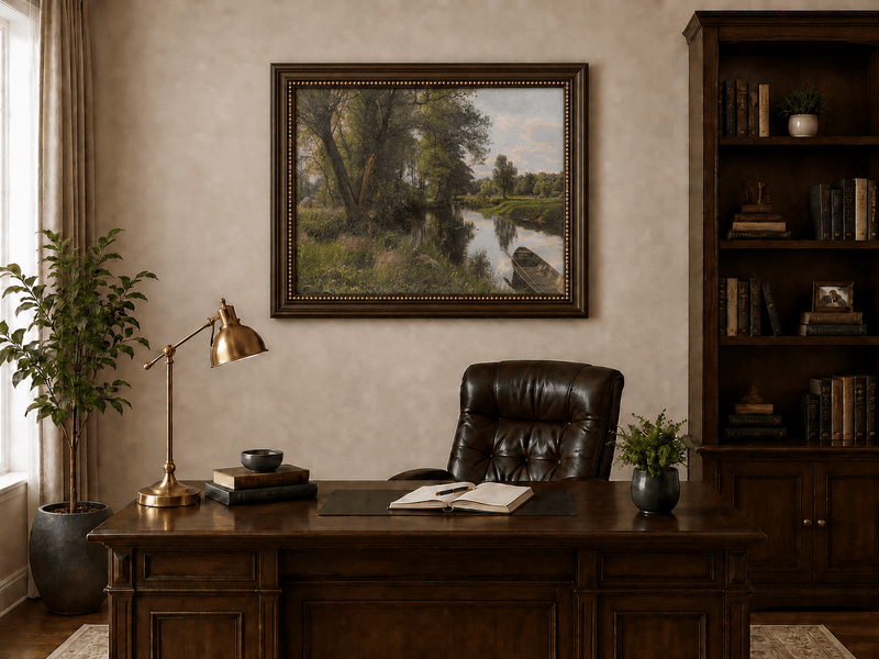 Peinture à l'huile de paysage - Peinture à l'huile de paysage de rivière paisible