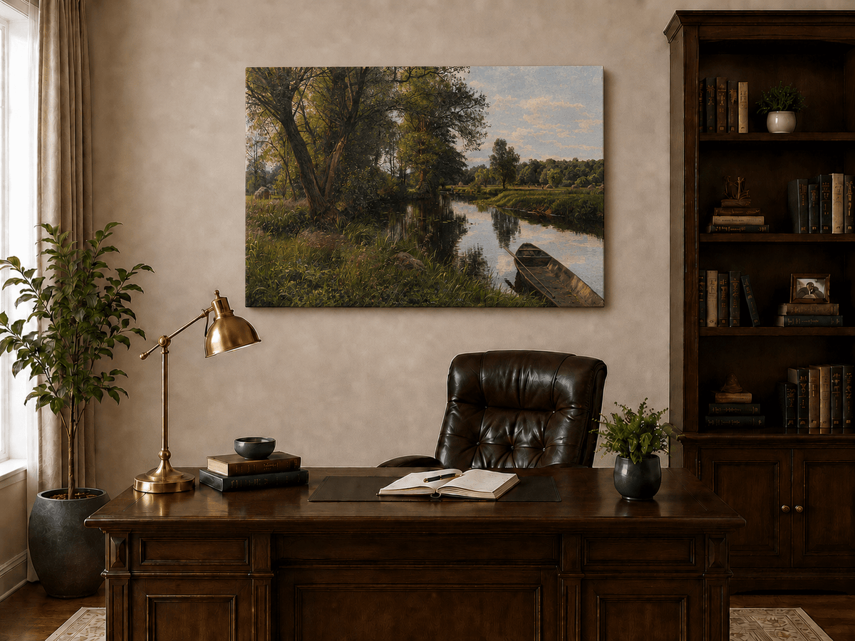 Peinture à l'huile de paysage - Peinture à l'huile de paysage de rivière paisible