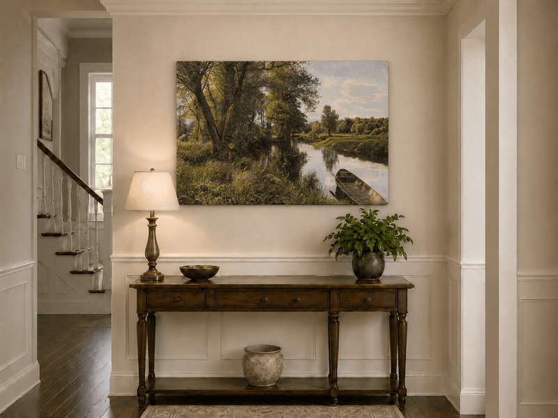 Peinture à l'huile de paysage - Peinture à l'huile de paysage de rivière paisible