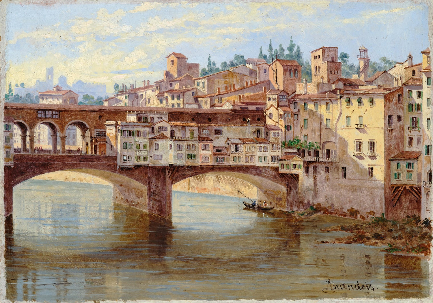 Landscape Oil Painting - Ponte Vecchio and Florence River View - Oil Painting Haven