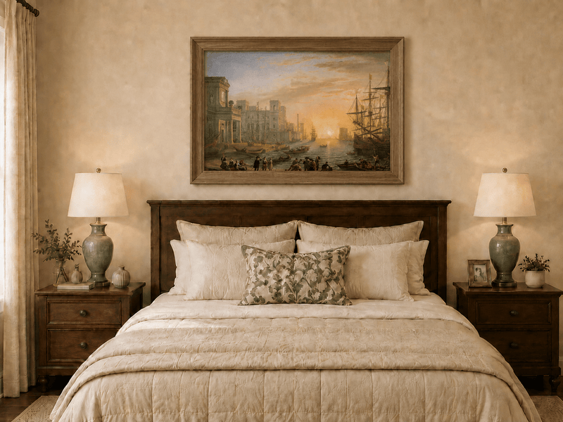 Landscape Oil Painting - Port City Sunset & Classical