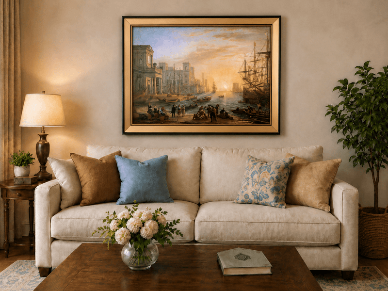 Landscape Oil Painting - Port City Sunset & Classical