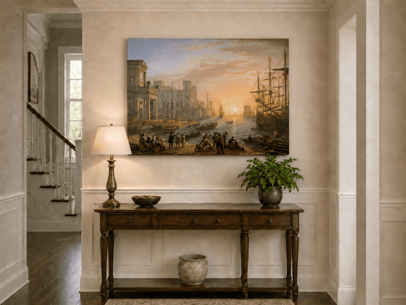 Landscape Oil Painting - Port City Sunset & Classical