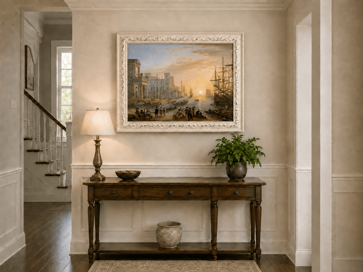 Landscape Oil Painting - Port City Sunset & Classical