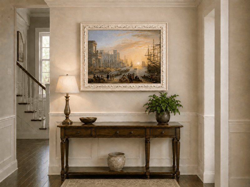 Landscape Oil Painting - Port City Sunset & Classical