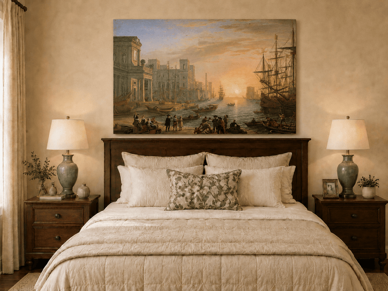 Landscape Oil Painting - Port City Sunset & Classical