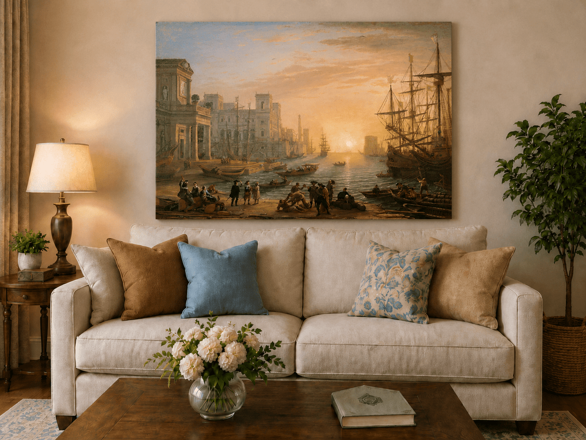 Landscape Oil Painting - Port City Sunset & Classical