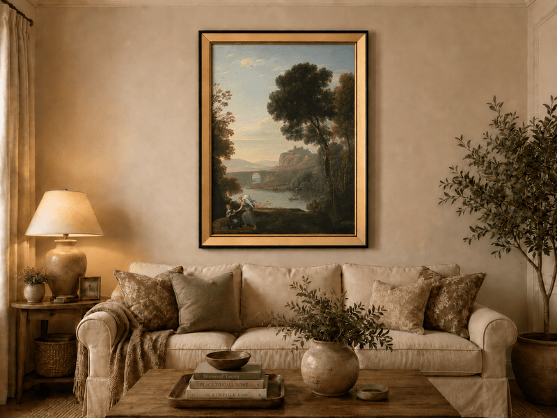 Landscape Oil Painting - River Angelic Figure for Wall Decor