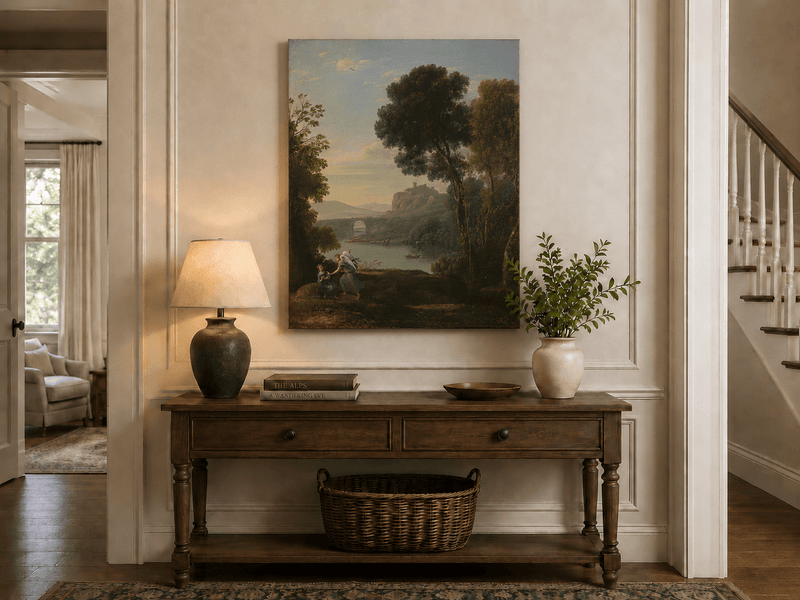 Landscape Oil Painting - River Angelic Figure for Wall Decor