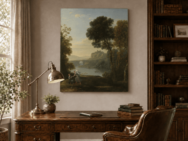 Landscape Oil Painting - River Angelic Figure for Wall Decor
