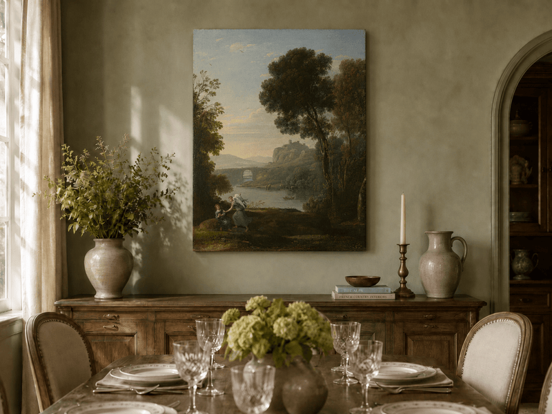 Landscape Oil Painting - River Angelic Figure for Wall Decor