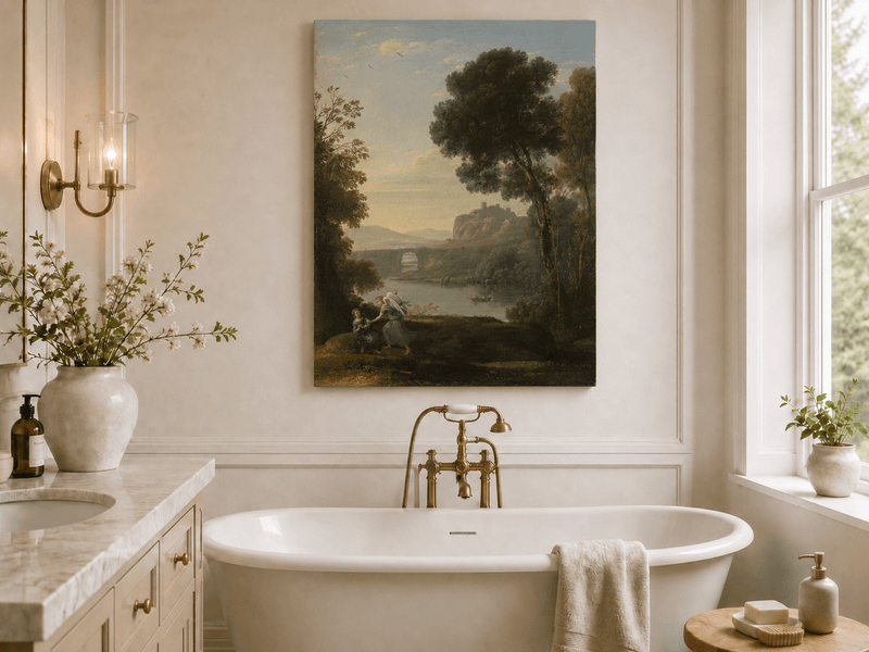 Landscape Oil Painting - River Angelic Figure for Wall Decor