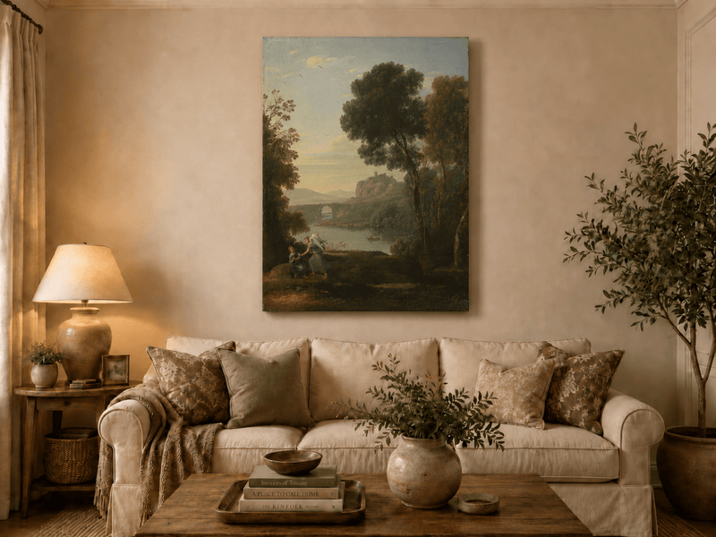Landscape Oil Painting - River Angelic Figure for Wall Decor