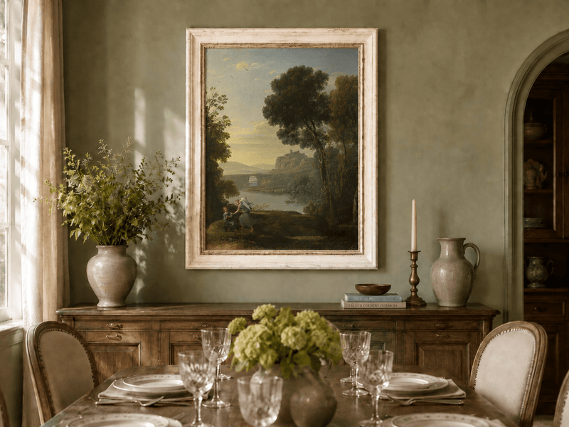 Landscape Oil Painting - River Angelic Figure for Wall Decor