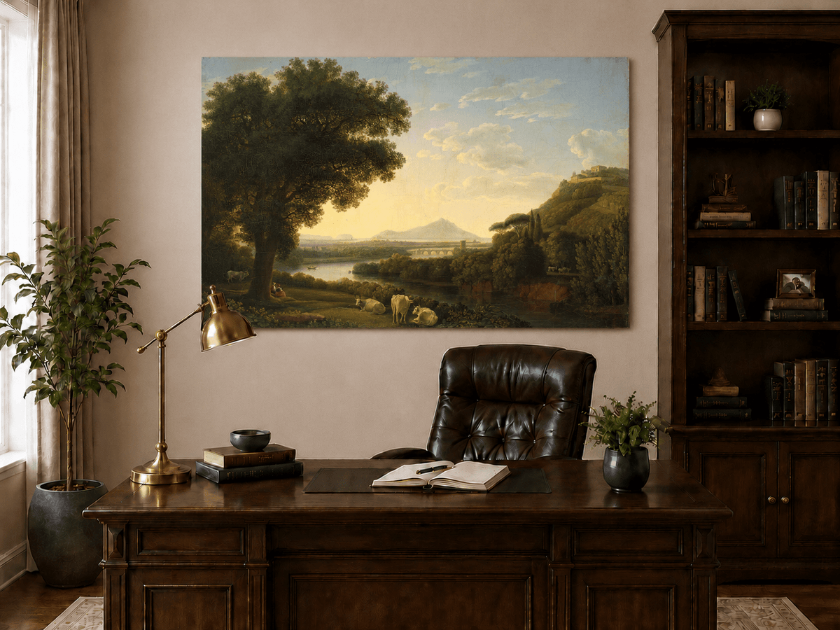 Landscape Oil Painting - River Landscape, Jacob Philipp Hackert