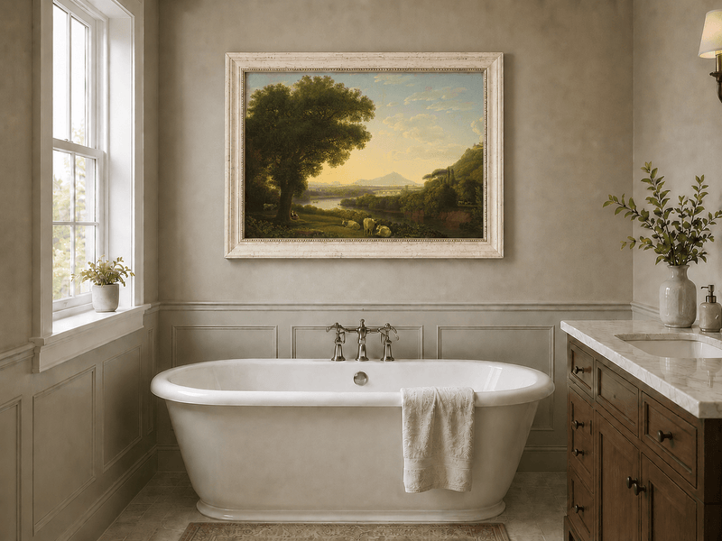 Landscape Oil Painting - River Landscape, Jacob Philipp Hackert