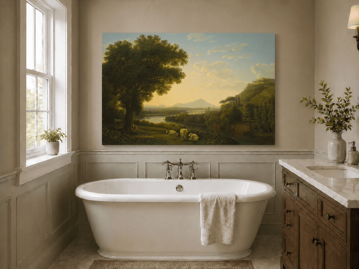 Landscape Oil Painting - River Landscape, Jacob Philipp Hackert