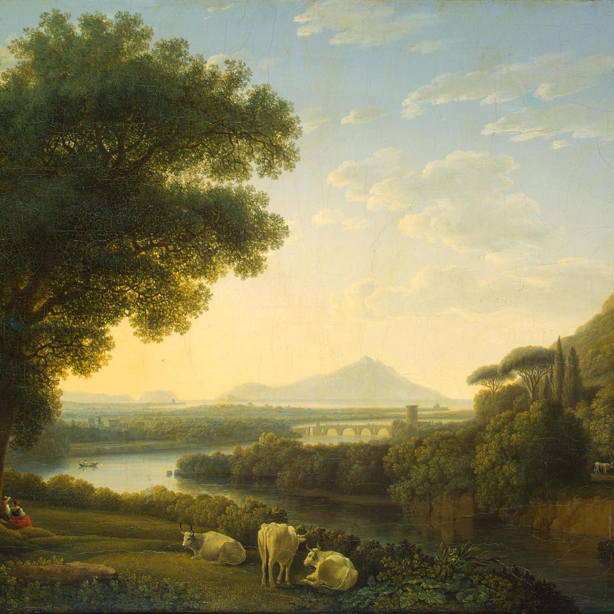Hand-painted river landscape, jacob philipp hackert oil painting on canvas
