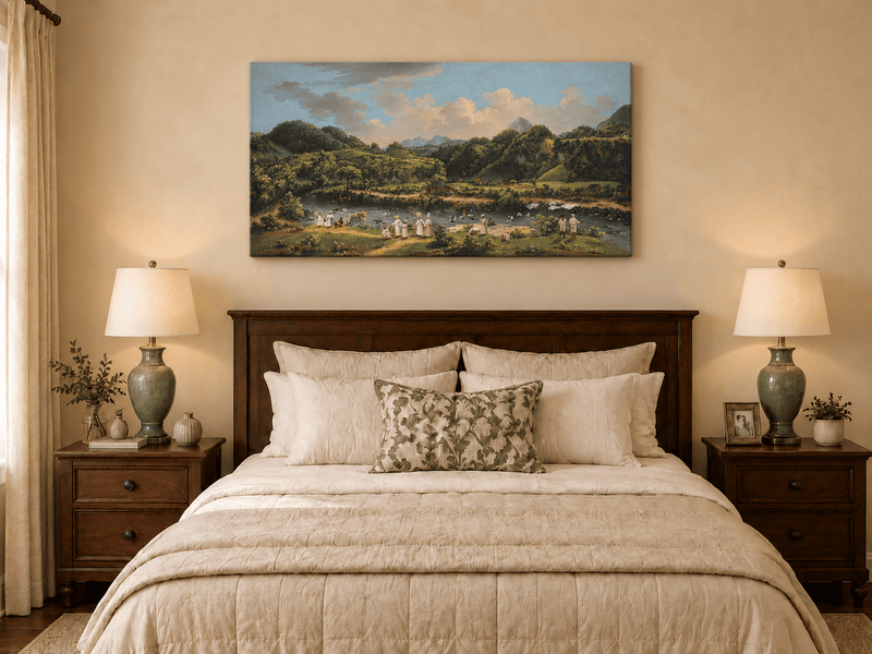 Landscape Oil Painting - River Roseau with Tropical Hillside