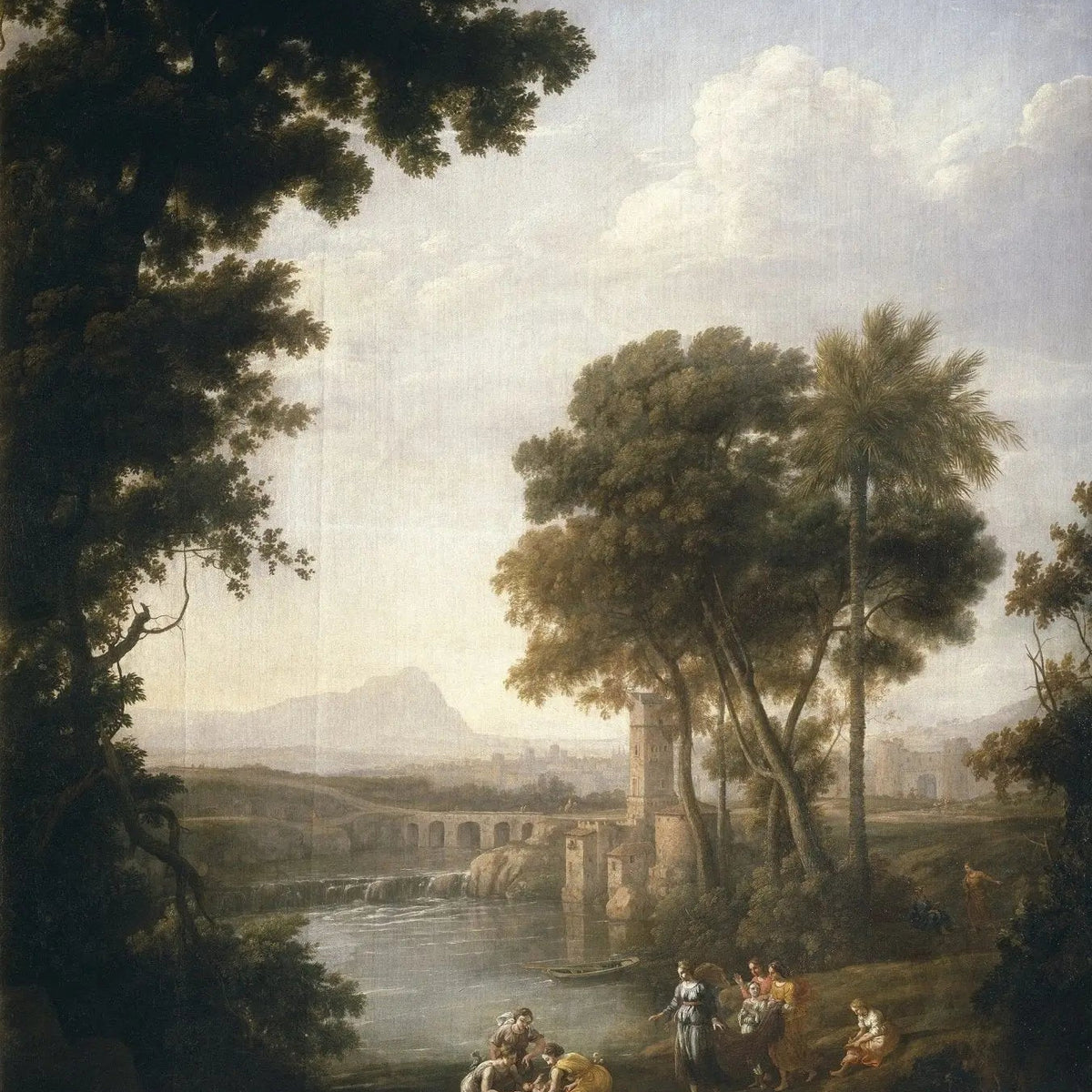 Landscape Oil Painting - River Scene with Figures - Oil Painting Haven