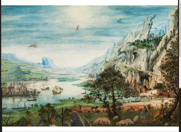 Landscape Oil Painting - River Valley with Cliffs and Ships - Oil Painting Haven