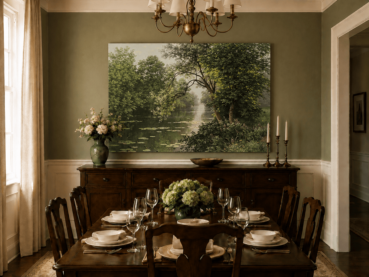 Landscape Oil Painting - River Water Lilies
