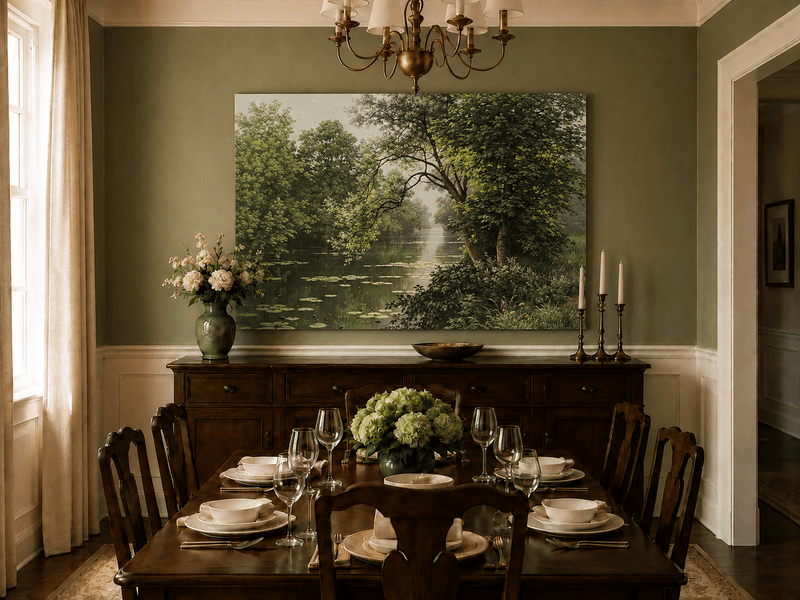 Landscape Oil Painting - River Water Lilies