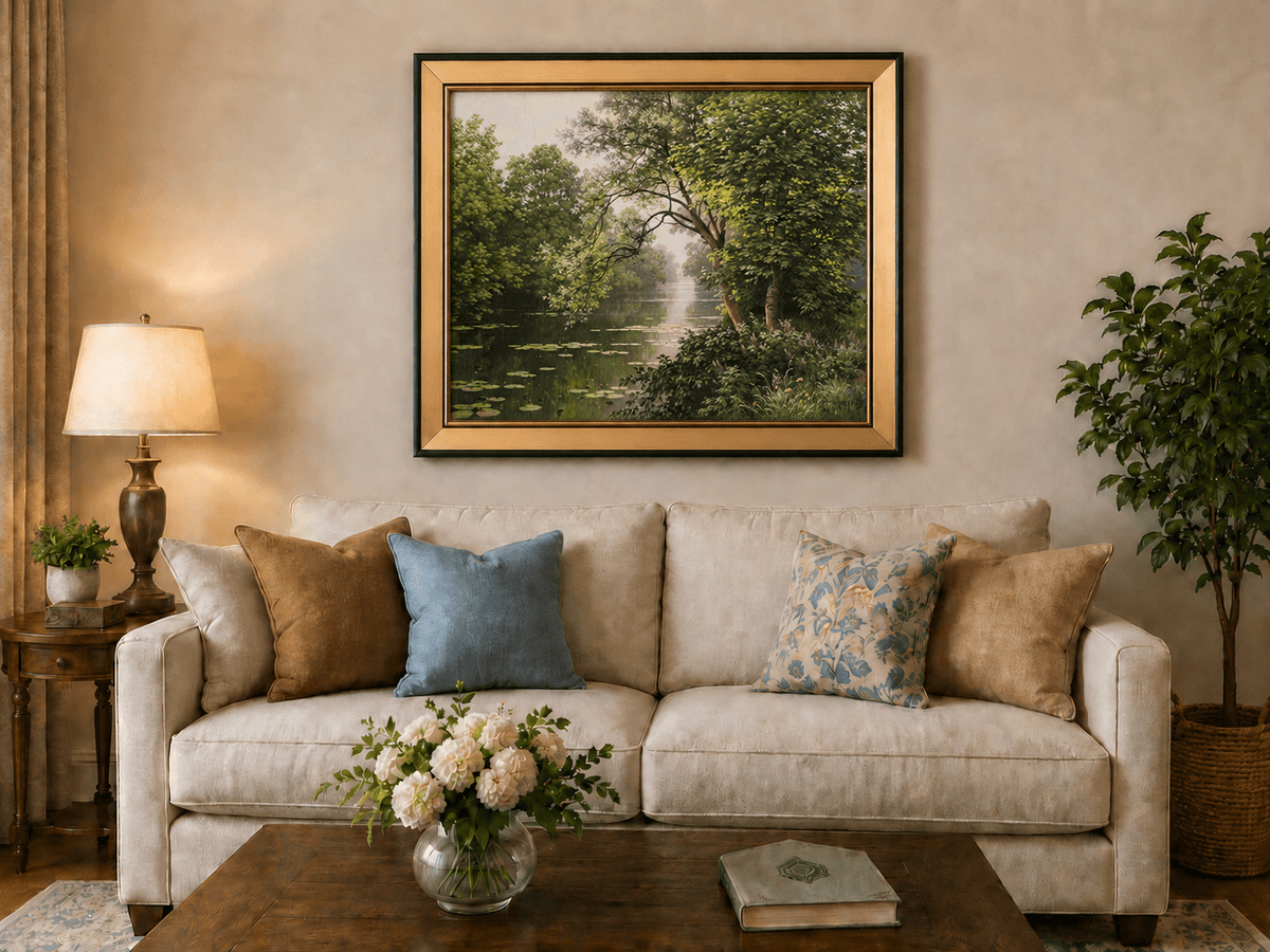 Landscape Oil Painting - River Water Lilies