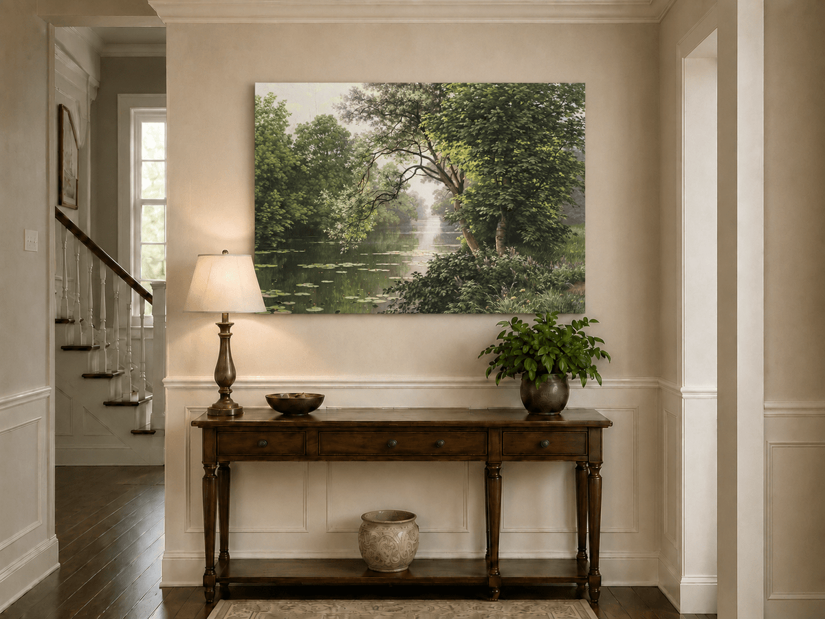 Landscape Oil Painting - River Water Lilies