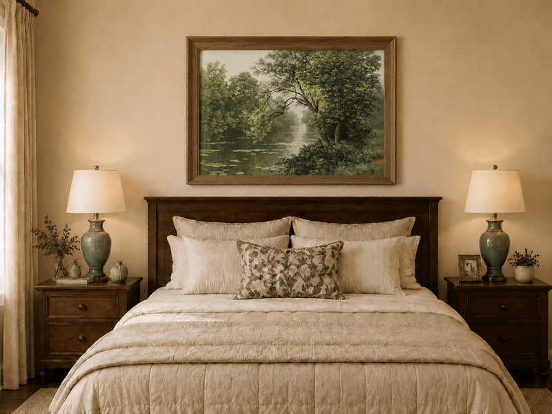 Landscape Oil Painting - River Water Lilies