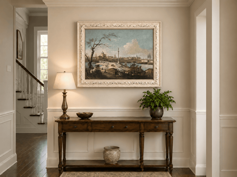Landscape Oil Painting - Riverside City Quay