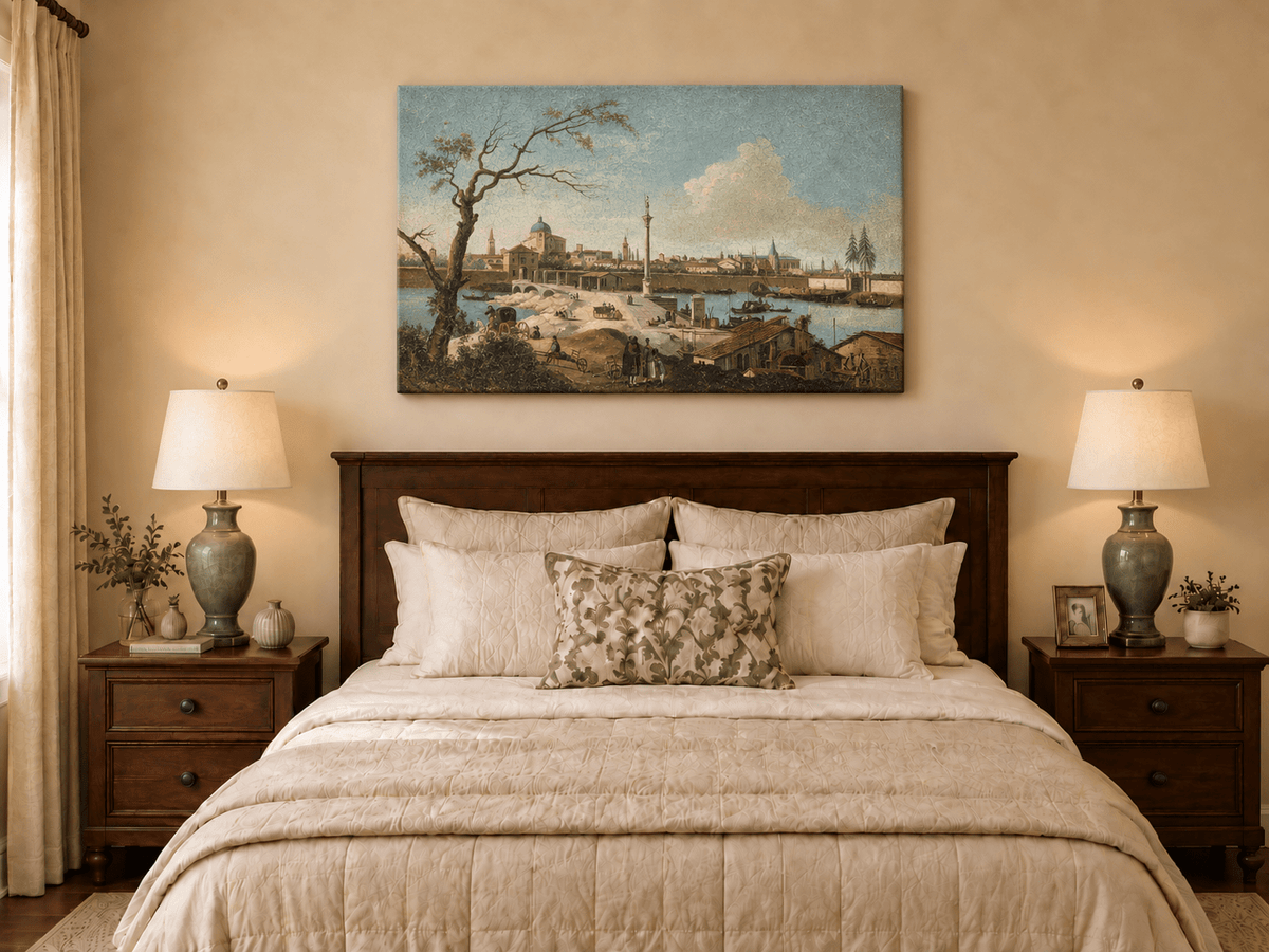 Landscape Oil Painting - Riverside City Quay