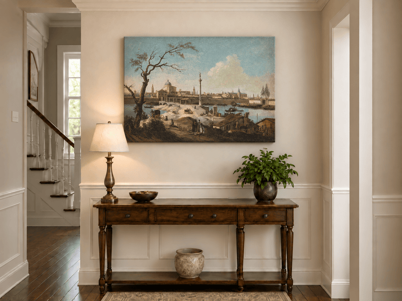 Landscape Oil Painting - Riverside City Quay