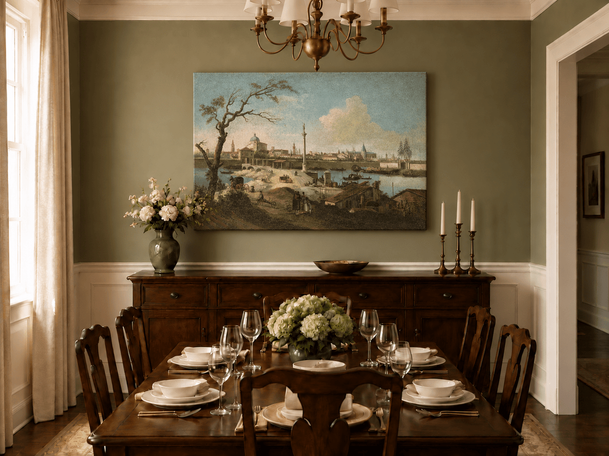 Landscape Oil Painting - Riverside City Quay