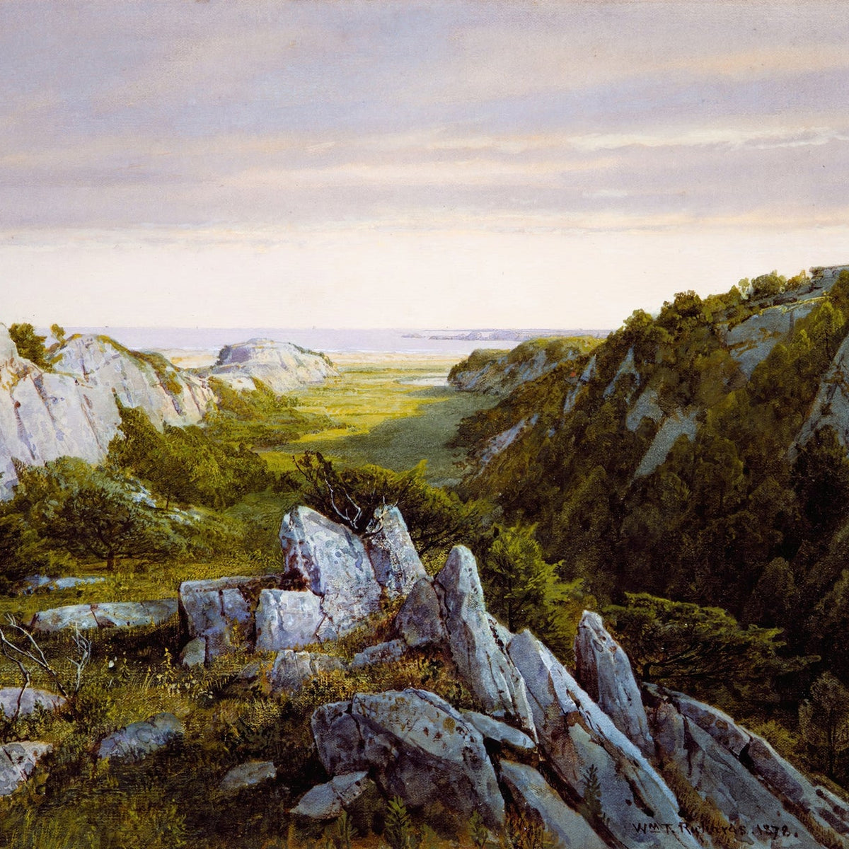 Landscape Oil Painting - Rocky Cliffs, Valley Meadow & Coastal View - Oil Painting Haven