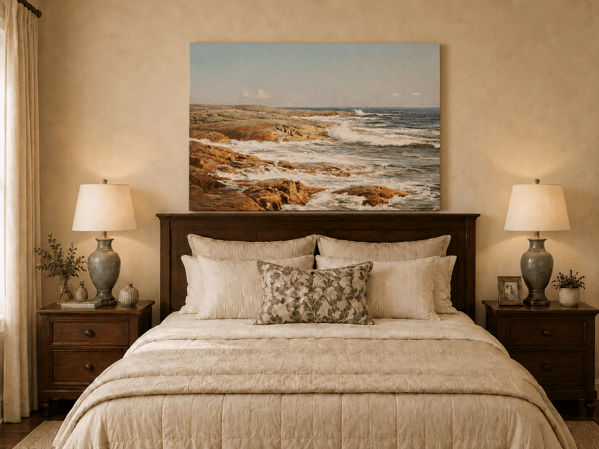 Landscape Oil Painting - Rocky Coastline, Breaking Waves