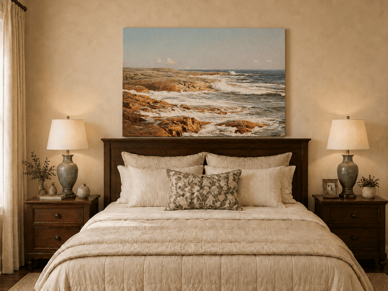 Landscape Oil Painting - Rocky Coastline, Breaking Waves
