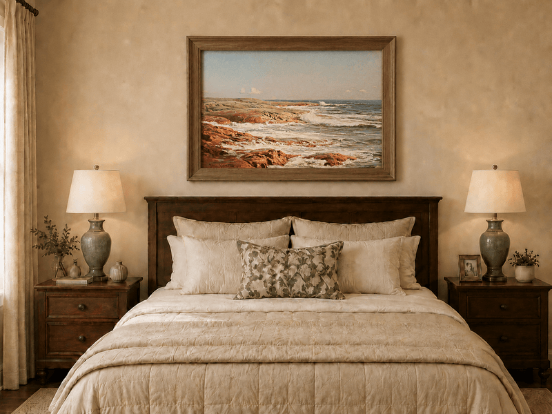 Landscape Oil Painting - Rocky Coastline, Breaking Waves