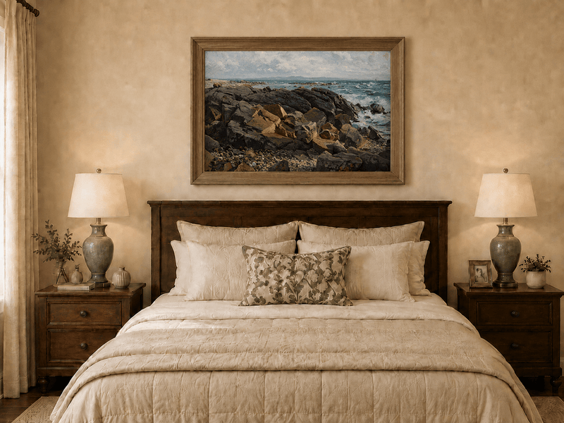 Landscape Oil Painting - Rocky Coastline with Crashing Waves
