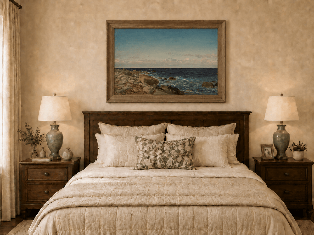 Landscape Oil Painting - Rocky Ocean Shore with Rolling Waves